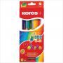 Карандаши цветные двухсторонние Kores Kolores Duo, 12шт + точилка