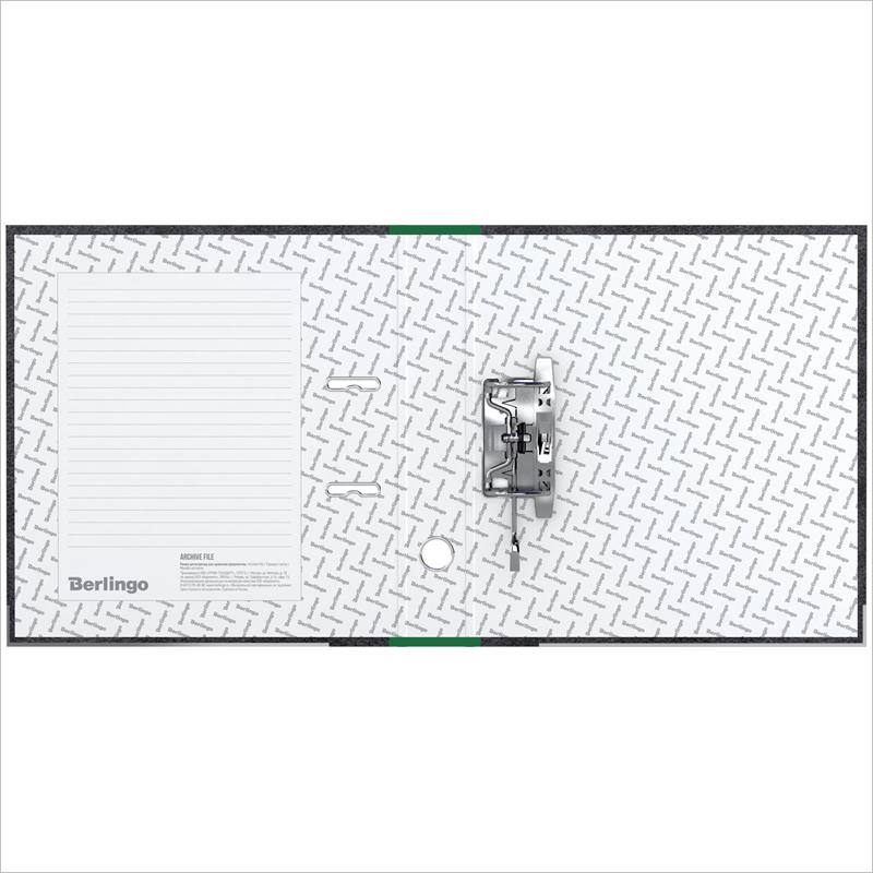 Регистратор картон Berlingo, 5см, зеленый корешок, металлическая окановка, мрамор