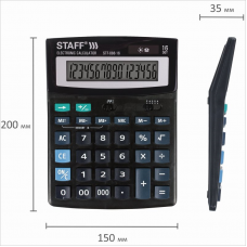Калькулятор настольный 16 разрядов Staff STF-888-16, черный